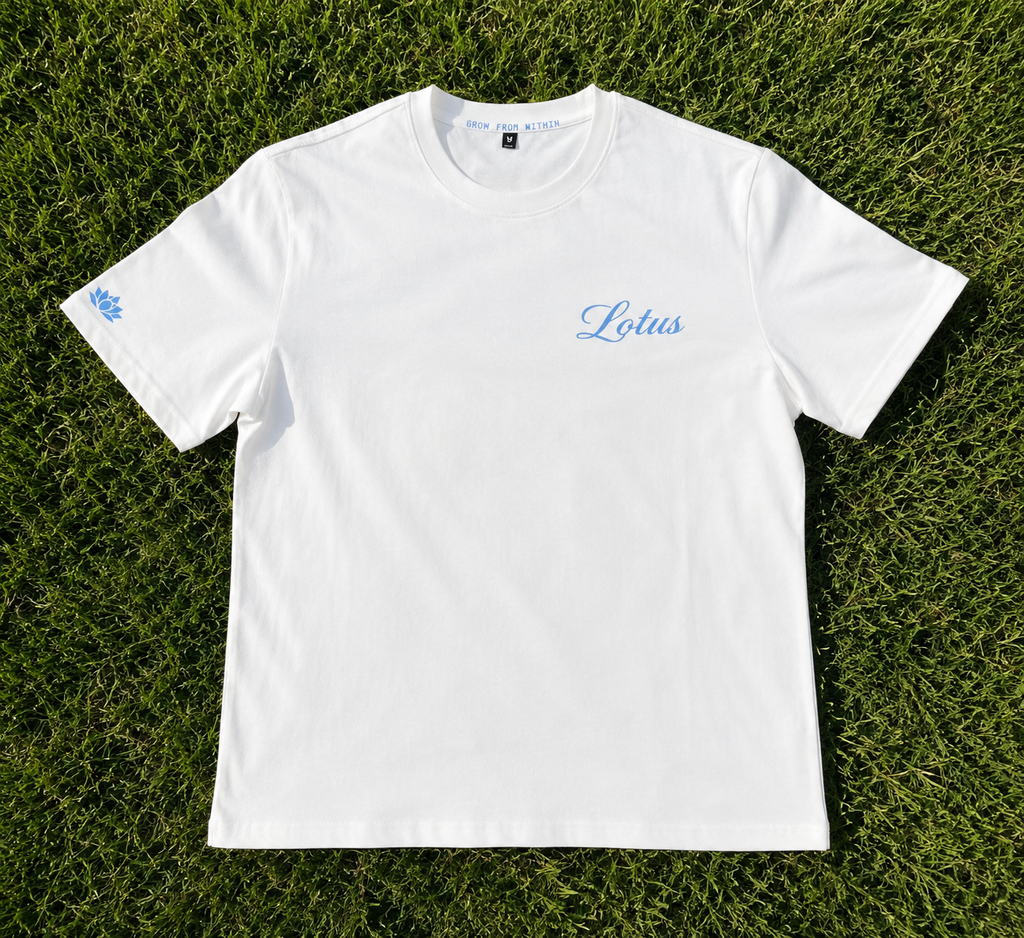 White and Sky blue Lotus tee (preorder)