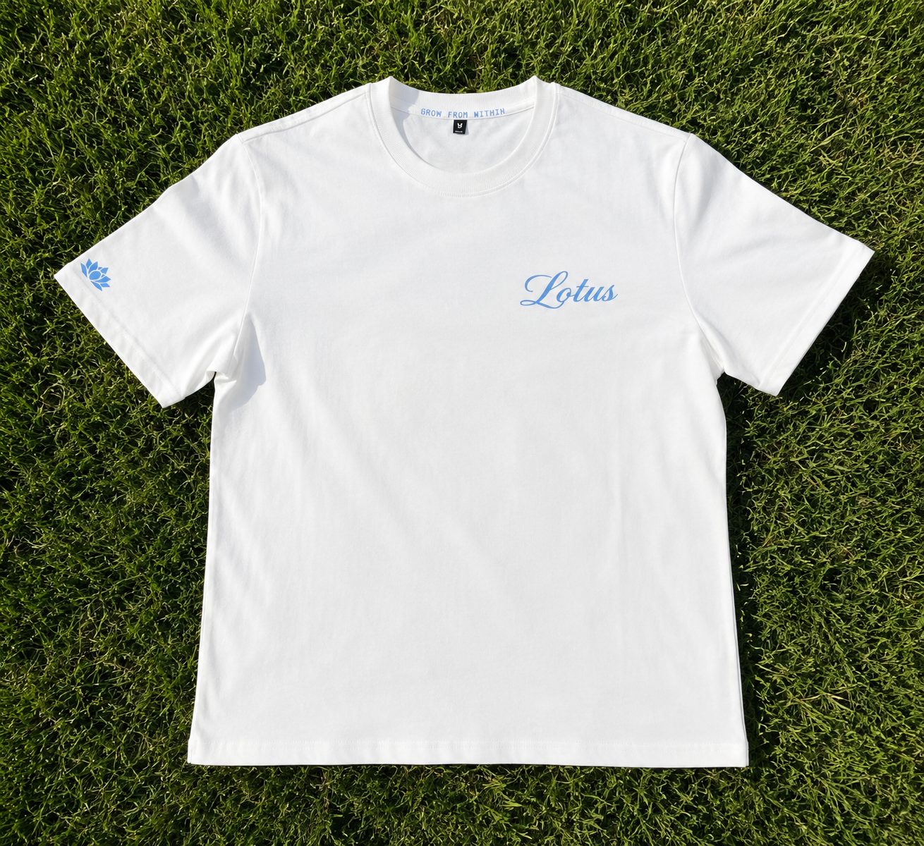 White and Sky blue Lotus tee (preorder)