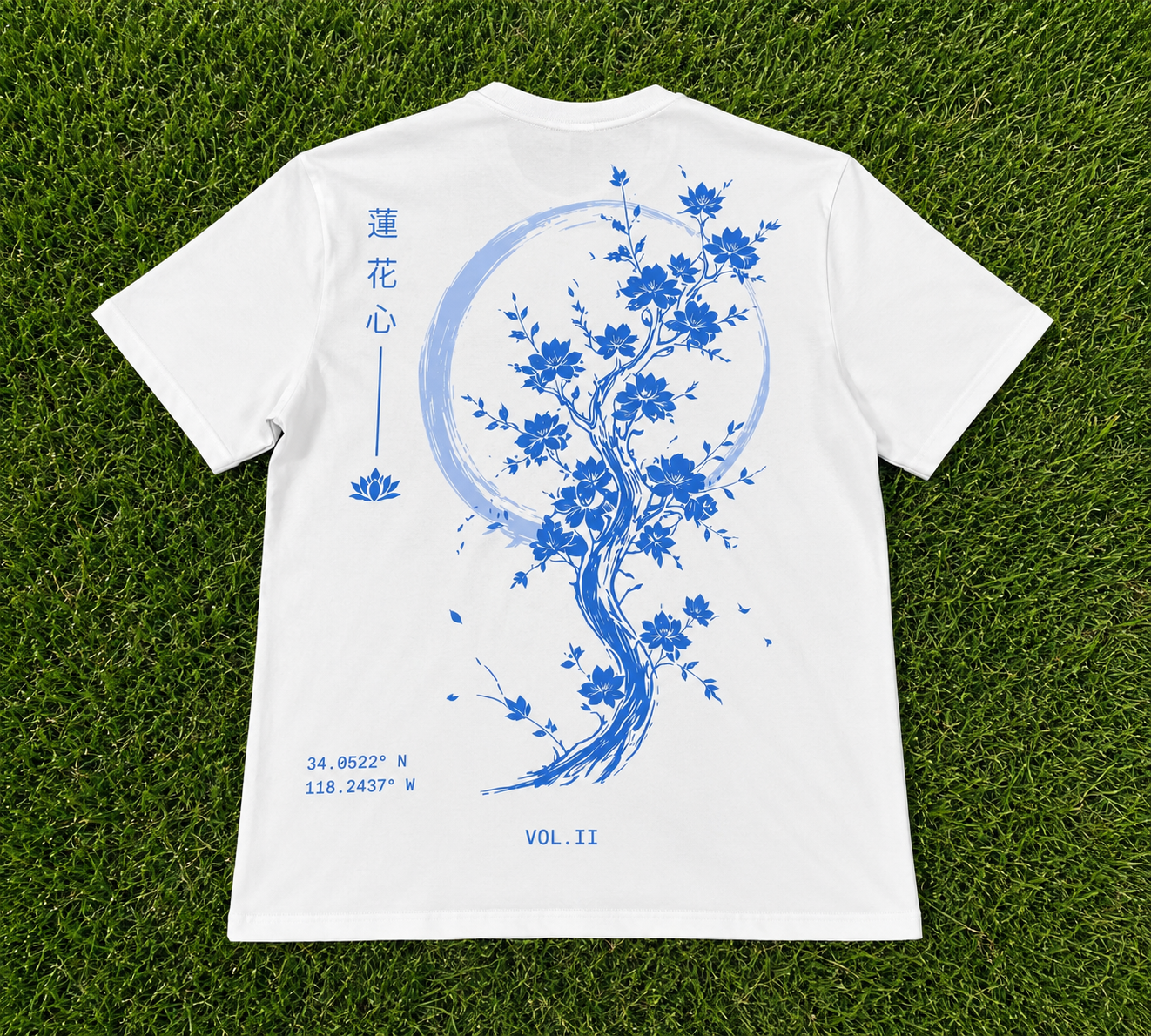 White and Sky blue Lotus tee (preorder)