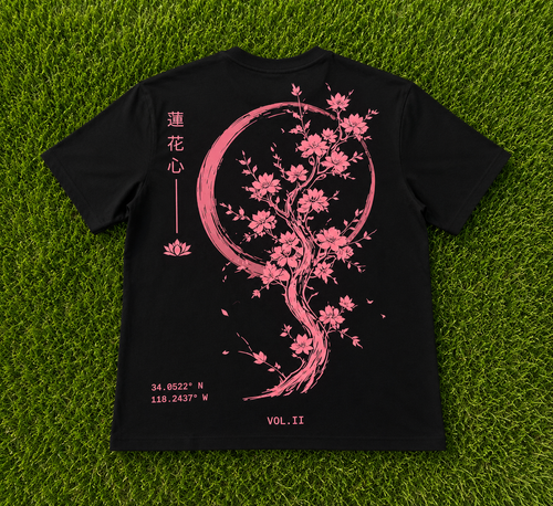 Black and Pink Lotus Tee (Preorder)